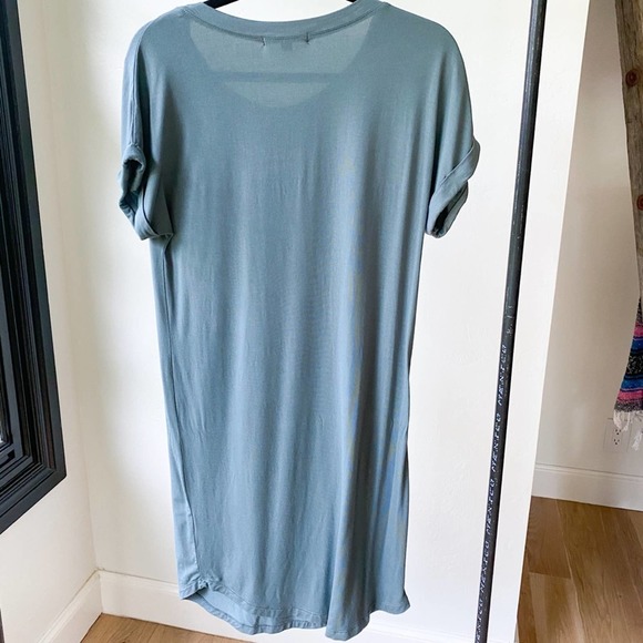 THREADS 4 THOUGHT Women's Blue Short Rolled Sleeve Scoop Neck T-Shirt Dress sz S - Picture 2 of 7
